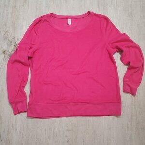 Women's Hot Pink Flirtitude Long Sleeve Brushed Soft Fleece Sweatshirt Size XL